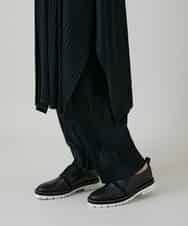 RHTGD05540 HIROKO KOSHINO(ヒロココシノ) ランダムプリーツロングカーディガン/洗える ブラック