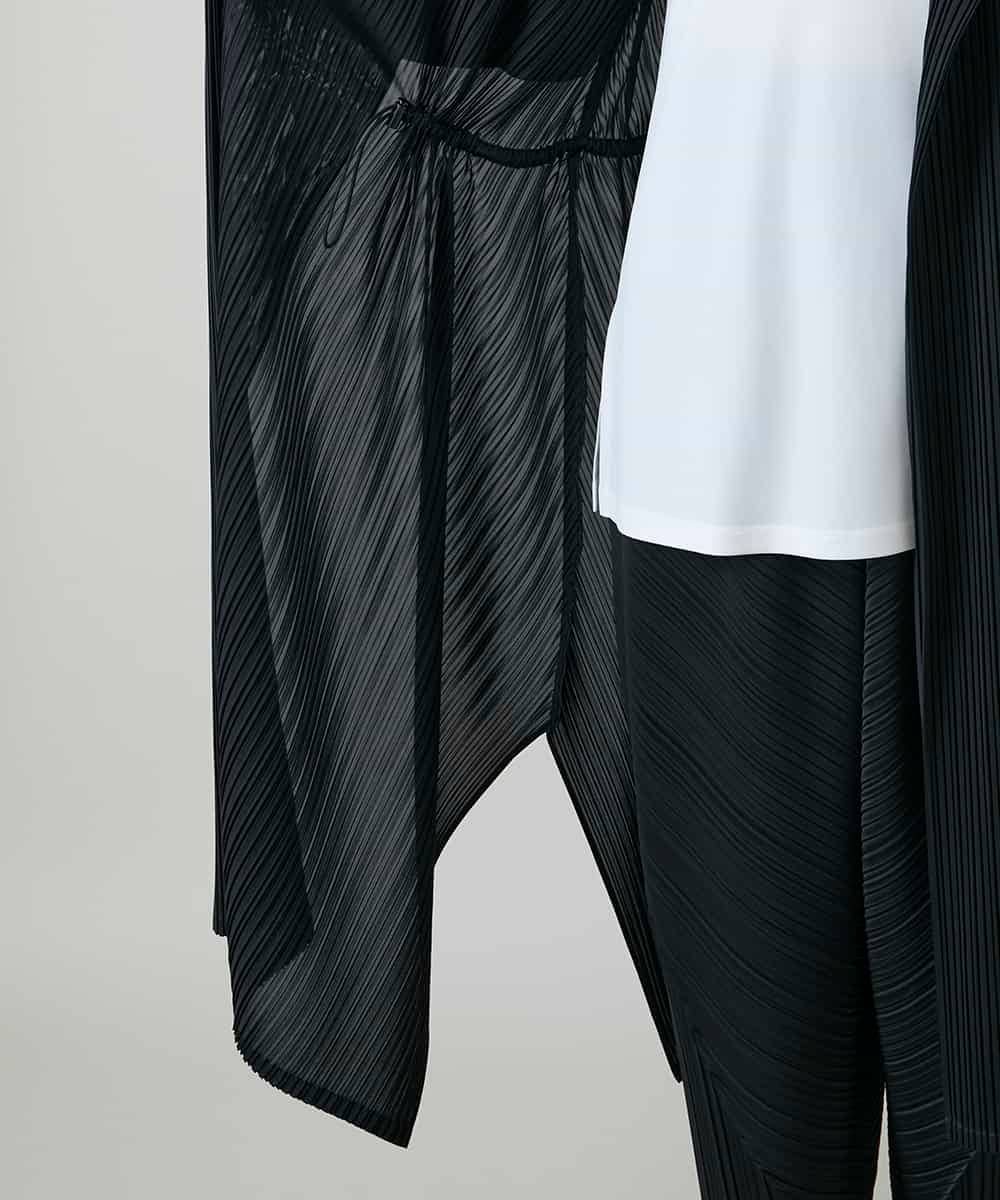 RHTGD05540 HIROKO KOSHINO(ヒロココシノ) ランダムプリーツロングカーディガン/洗える ブラック