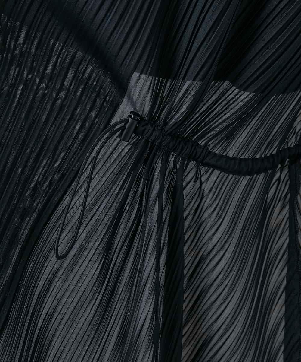 RHTGD05540 HIROKO KOSHINO(ヒロココシノ) ランダムプリーツロングカーディガン/洗える ブラック