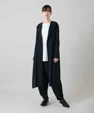 RHTGD05540 HIROKO KOSHINO(ヒロココシノ) ランダムプリーツロングカーディガン/洗える ブラック