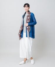 RHTGE24450 HIROKO KOSHINO(ヒロココシノ) シアーチュールロングカーディガン/日本製/洗える ブルー