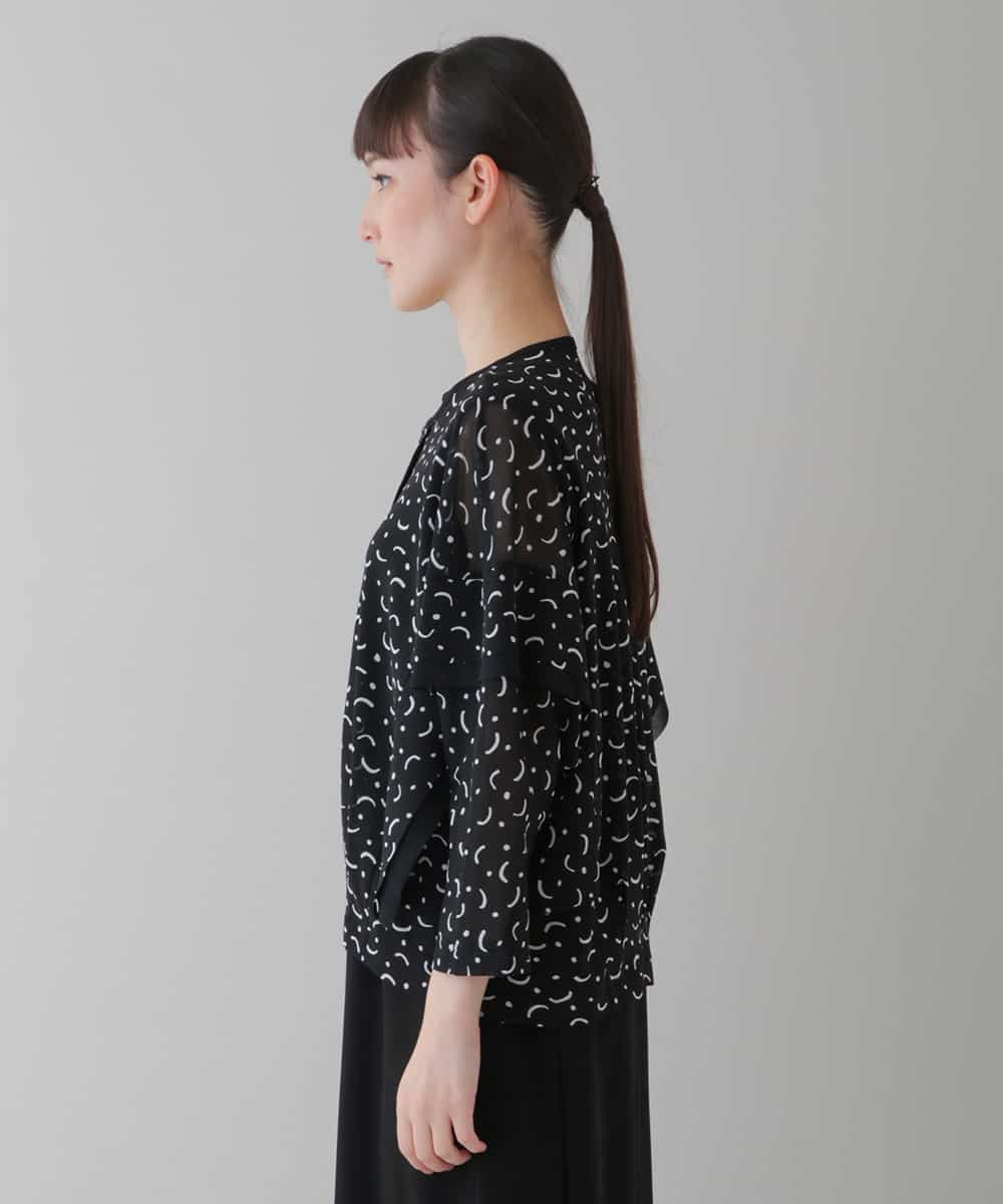 RHTGT28490 HIROKO KOSHINO(ヒロココシノ) 【洗える/日本製】小付き柄ジップアップチュールジャケット ブラック