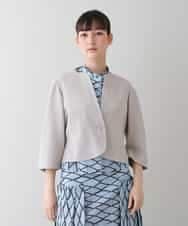 RHTHT40590 HIROKO KOSHINO(ヒロココシノ) 【日本製】綿麻ワッフルショートジャケット ベージュ