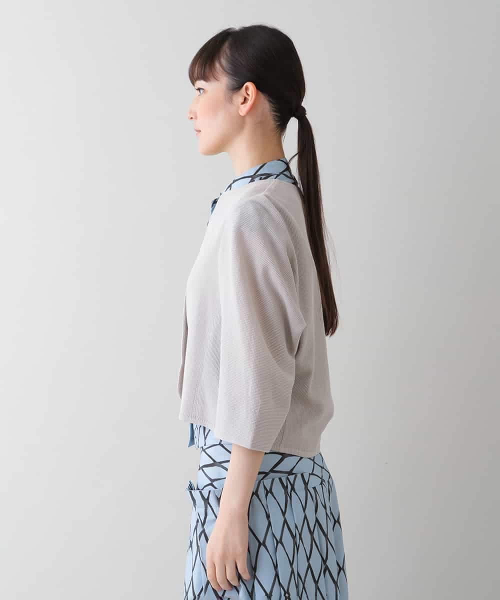 RHTHT40590 HIROKO KOSHINO(ヒロココシノ) 【日本製】綿麻ワッフルショートジャケット ベージュ