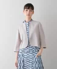 RHTHT40590 HIROKO KOSHINO(ヒロココシノ) 【日本製】綿麻ワッフルショートジャケット ベージュ