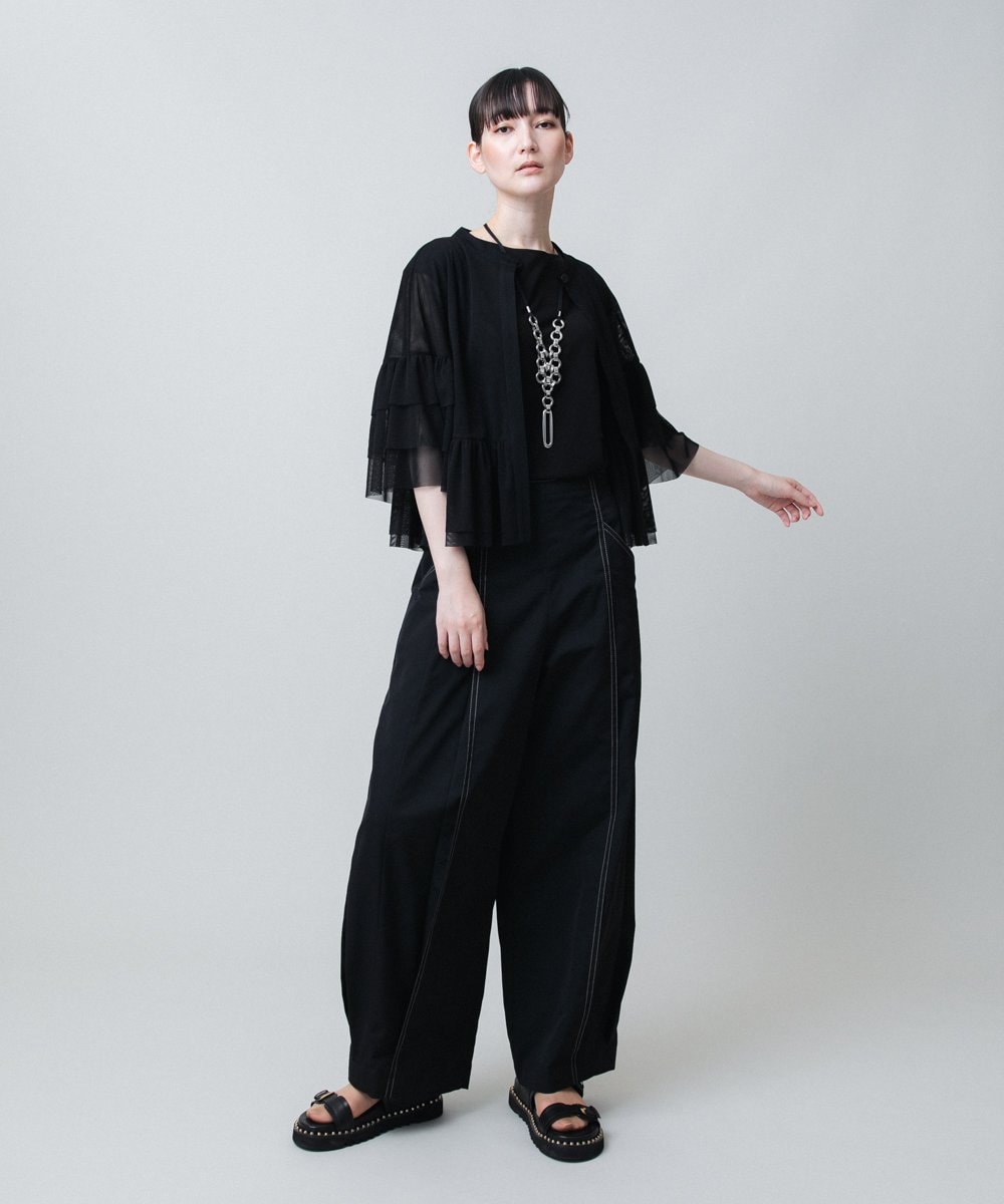 RHTJC25490 HIROKO KOSHINO(ヒロココシノ) チュールティアードボレロ/洗える ブラック