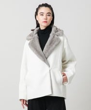 RHUAG07890 HIROKO KOSHINO(ヒロココシノ) 【先行予約】ボリュームファーカラーデザインコート アイボリー