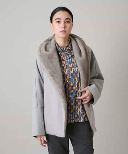 RHUCD31790 HIROKO KOSHINO ショールカラーウールライクショートコート