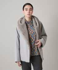 RHUCD31790 HIROKO KOSHINO(ヒロココシノ) ショールカラーウールライクショートコート ダークグレー