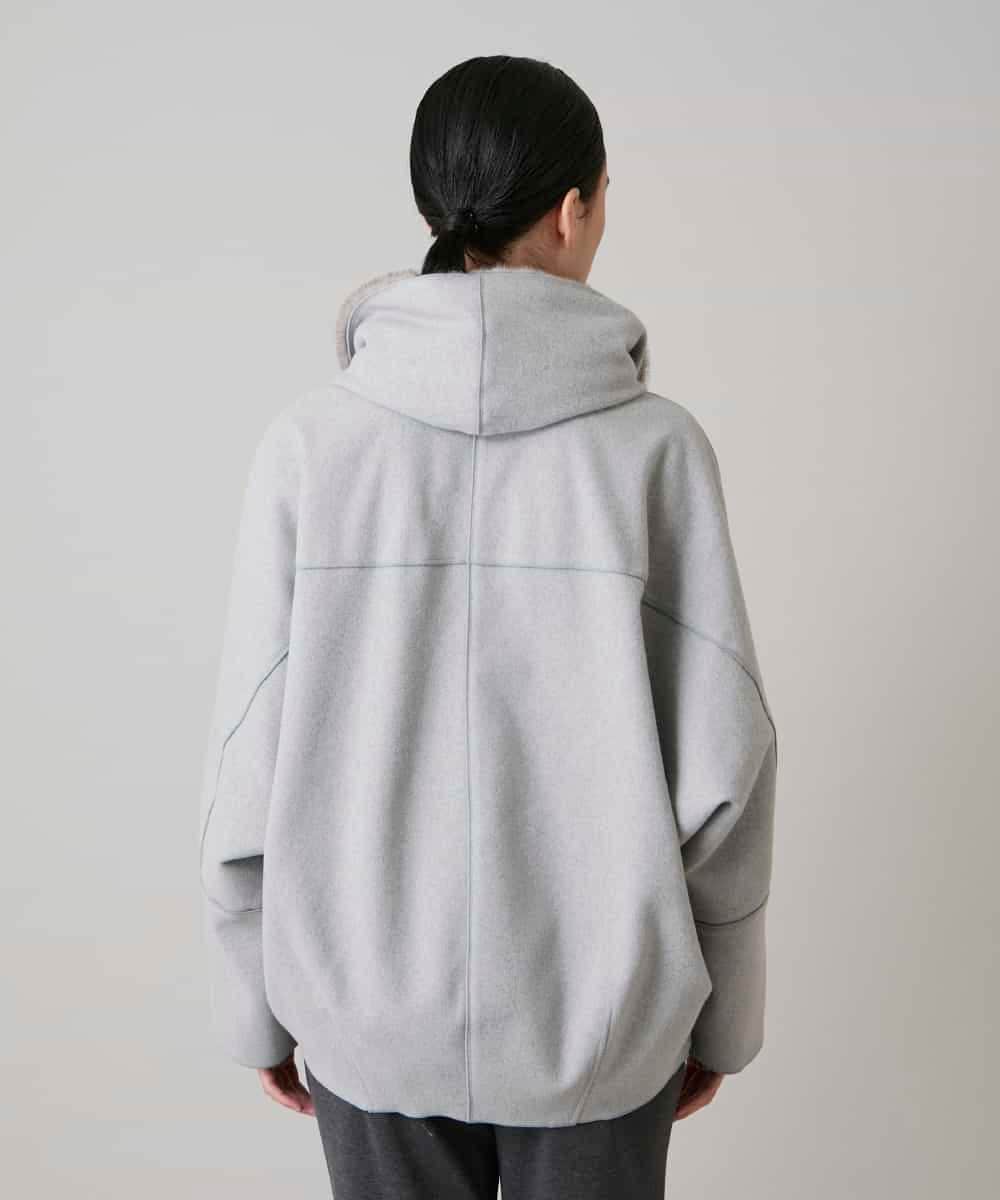 RHUCD31790 HIROKO KOSHINO(ヒロココシノ) ショールカラーウールライクショートコート ダークグレー