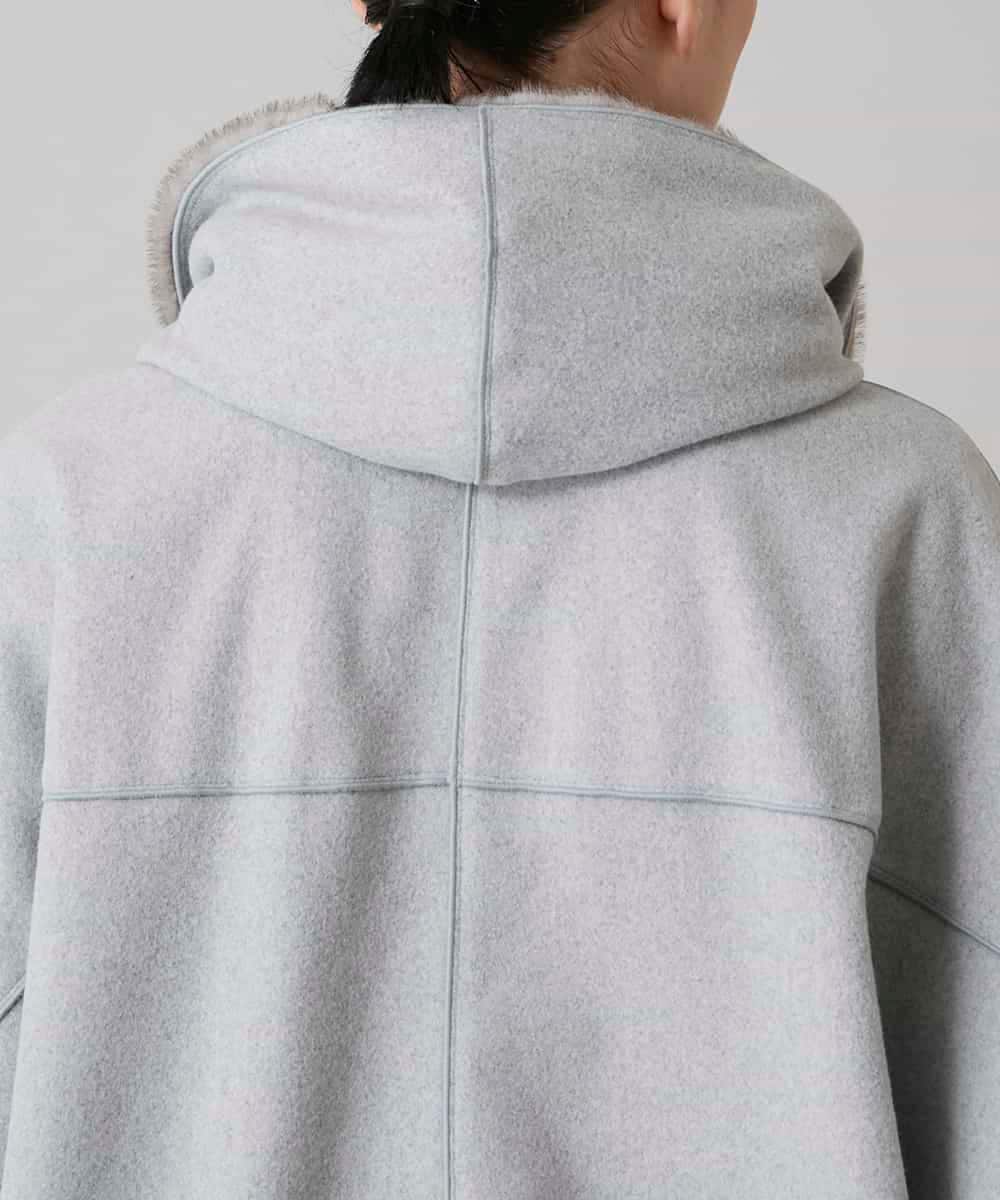 RHUCD31790 HIROKO KOSHINO(ヒロココシノ) ショールカラーウールライクショートコート ダークグレー