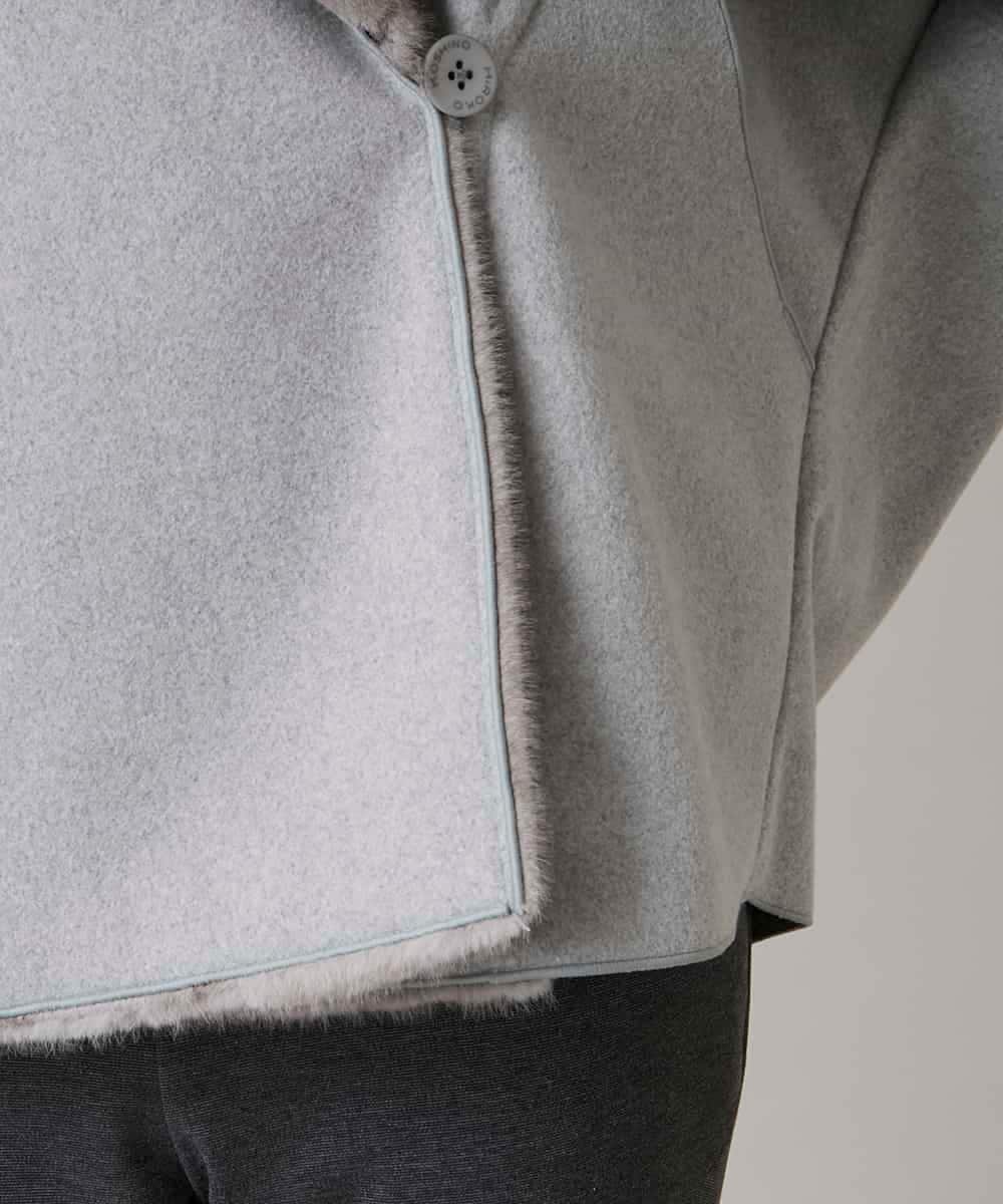 RHUCD31790 HIROKO KOSHINO(ヒロココシノ) ショールカラーウールライクショートコート ダークグレー