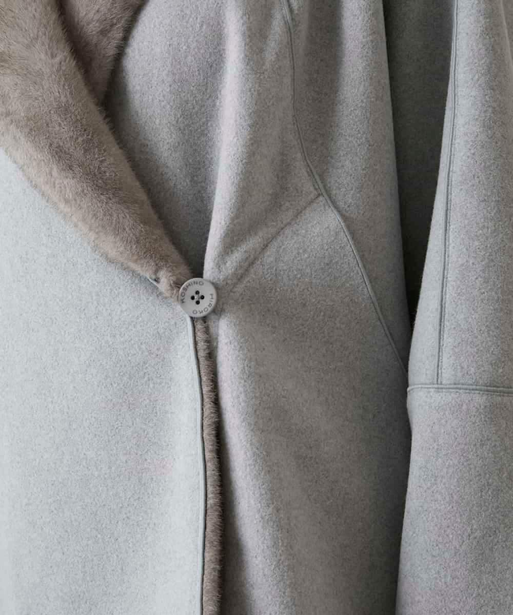 RHUCD31790 HIROKO KOSHINO(ヒロココシノ) ショールカラーウールライクショートコート ダークグレー