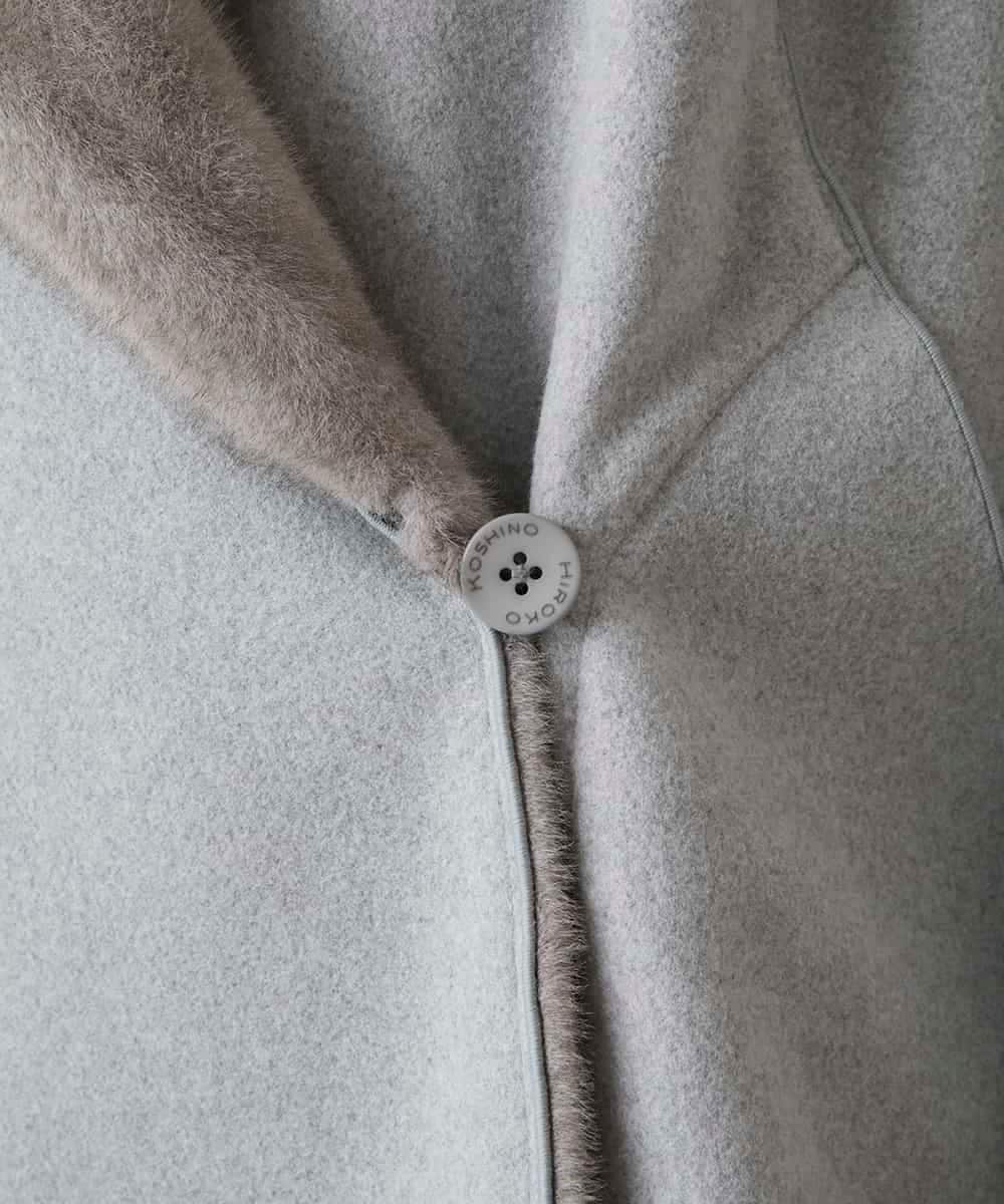 RHUCD31790 HIROKO KOSHINO(ヒロココシノ) ショールカラーウールライクショートコート ダークグレー