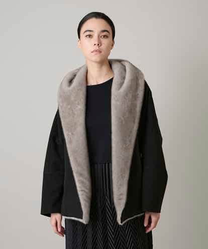 RHUCD31790 HIROKO KOSHINO ショールカラーウールライクショートコート