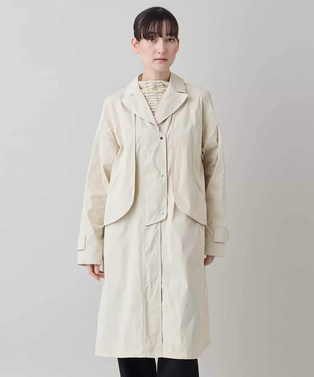 RHUED50980 HIROKO KOSHINO(ヒロココシノ) メモリータフタレイヤードデザインコート ベージュ