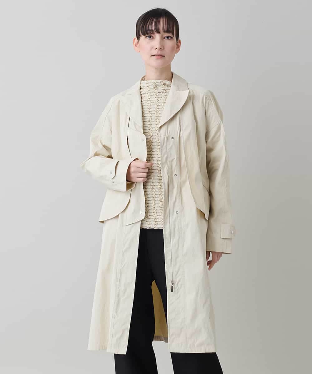 RHUED50980 HIROKO KOSHINO(ヒロココシノ) メモリータフタレイヤードデザインコート ベージュ