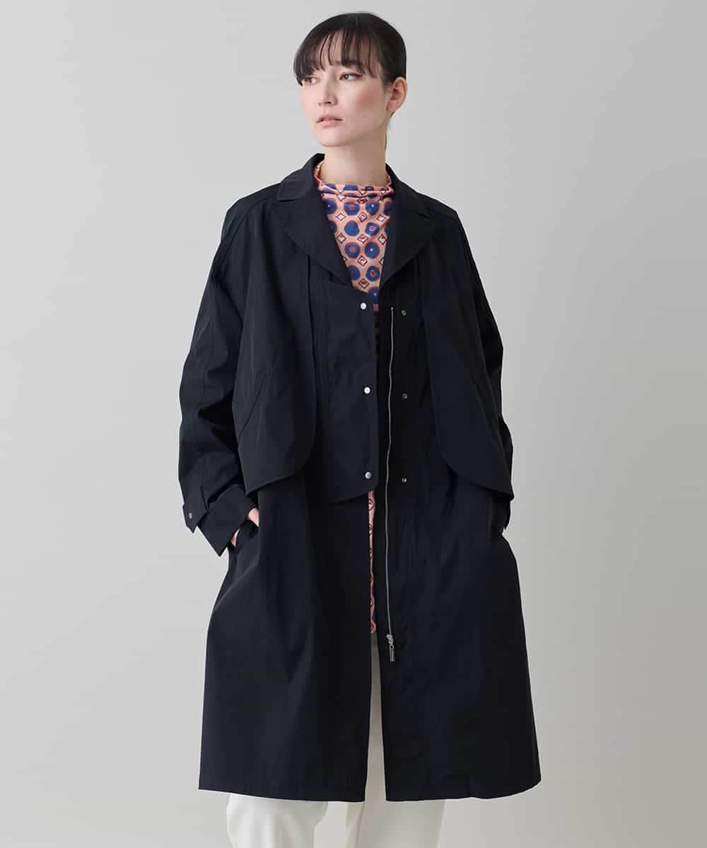 RHUED50980 HIROKO KOSHINO(ヒロココシノ) メモリータフタレイヤードデザインコート ブラック