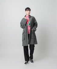 RHUFD01720 HIROKO KOSHINO(ヒロココシノ) ポケットアクセントタフタロングコート カーキ