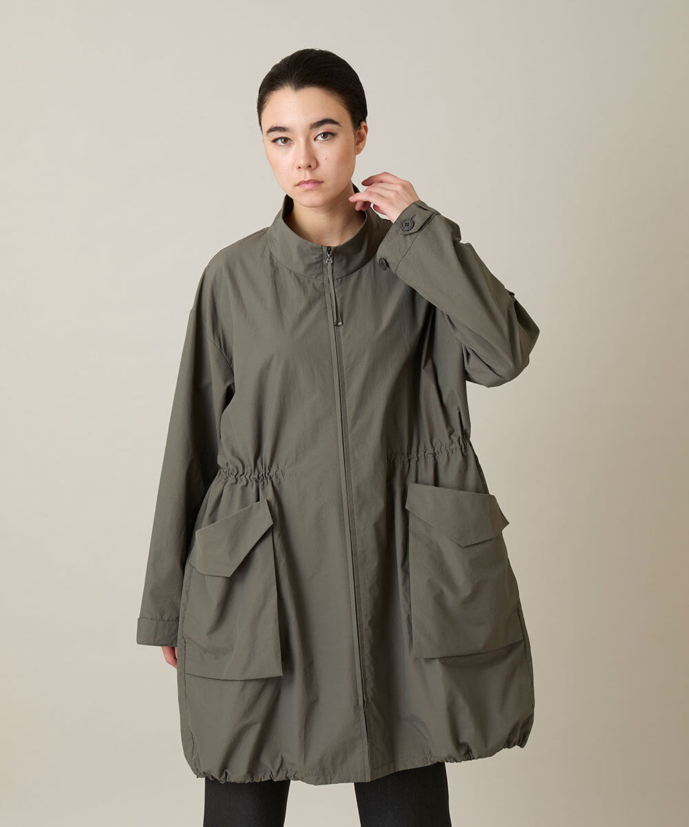 RHUFD01720 HIROKO KOSHINO(ヒロココシノ) ポケットアクセントタフタロングコート カーキ
