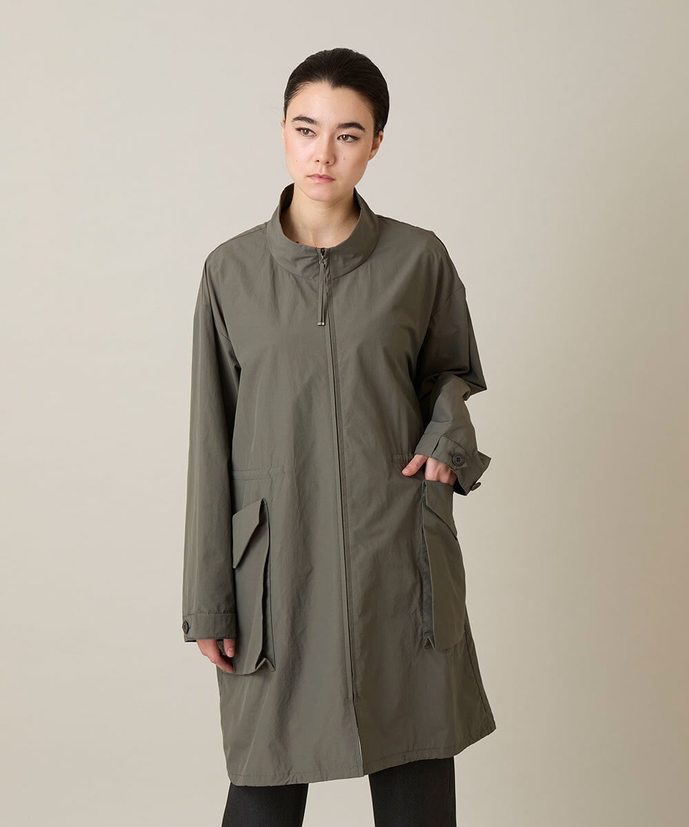 RHUFD01720 HIROKO KOSHINO(ヒロココシノ) ポケットアクセントタフタロングコート カーキ