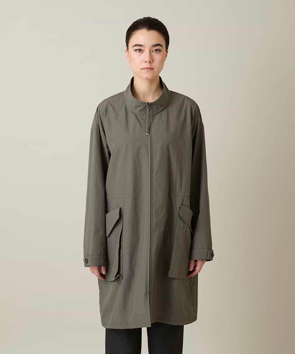 RHUFD01720 HIROKO KOSHINO(ヒロココシノ) ポケットアクセントタフタロングコート カーキ