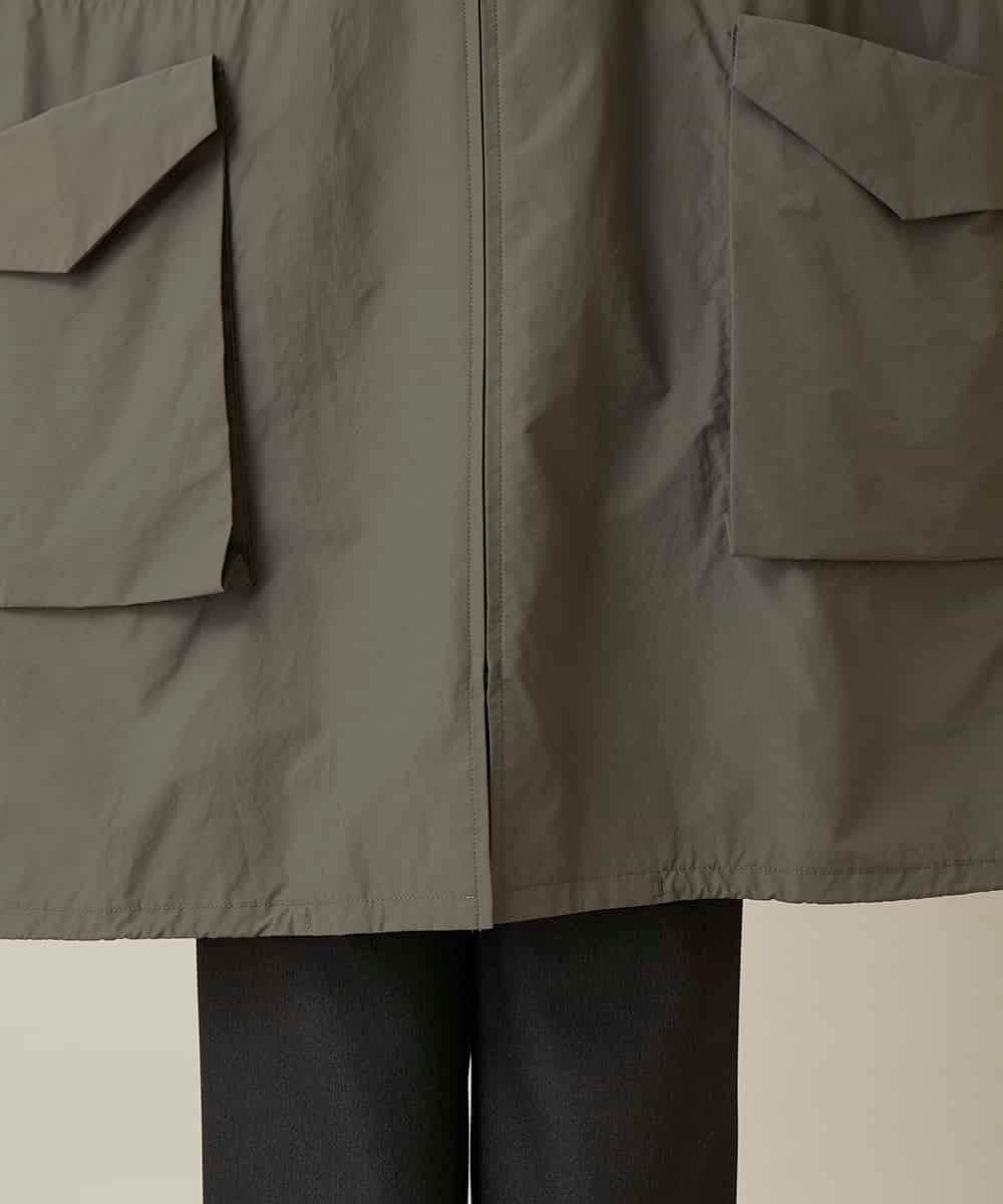 RHUFD01720 HIROKO KOSHINO(ヒロココシノ) ポケットアクセントタフタロングコート カーキ