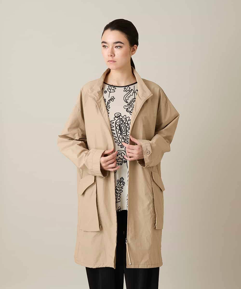 RHUFD01720 HIROKO KOSHINO(ヒロココシノ) ポケットアクセントタフタロングコート ベージュ