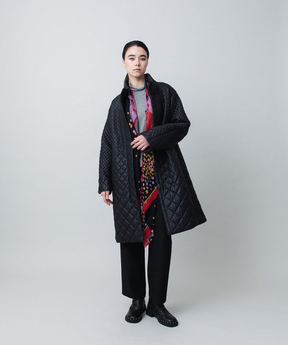 RHUVD07170 HIROKO KOSHINO(ヒロココシノ) グラデーションキルティングコート/日本製 ブラック