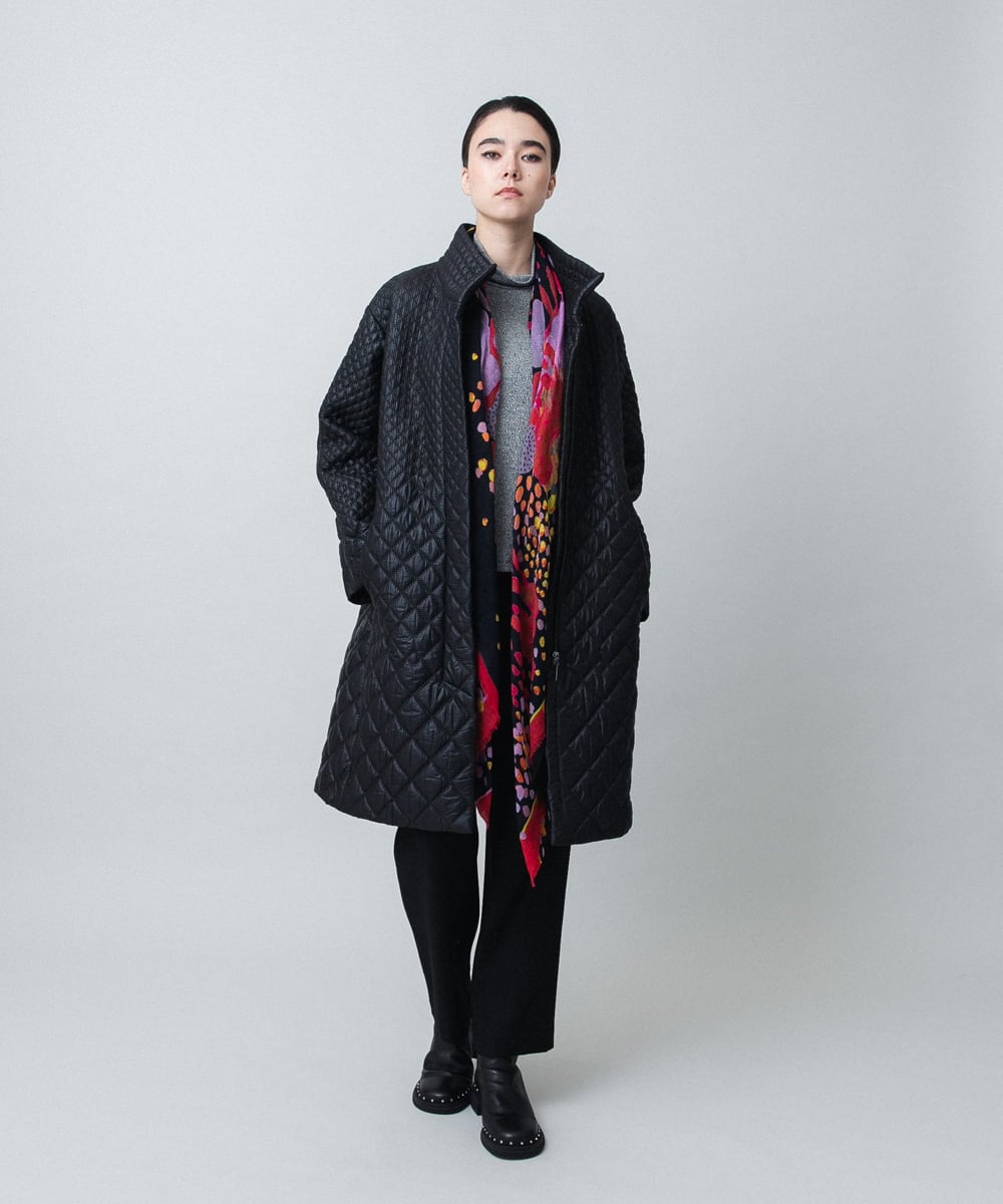 RHUVD07170 HIROKO KOSHINO(ヒロココシノ) グラデーションキルティングコート/日本製 ブラック