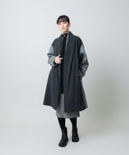 RHUVE12130 HIROKO KOSHINO(ヒロココシノ) ウールジョイントコクーンシルエットコート/日本製 ダークグレー