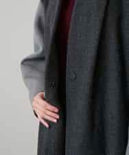 RHUVE12130 HIROKO KOSHINO(ヒロココシノ) ウールジョイントコクーンシルエットコート/日本製 ダークグレー