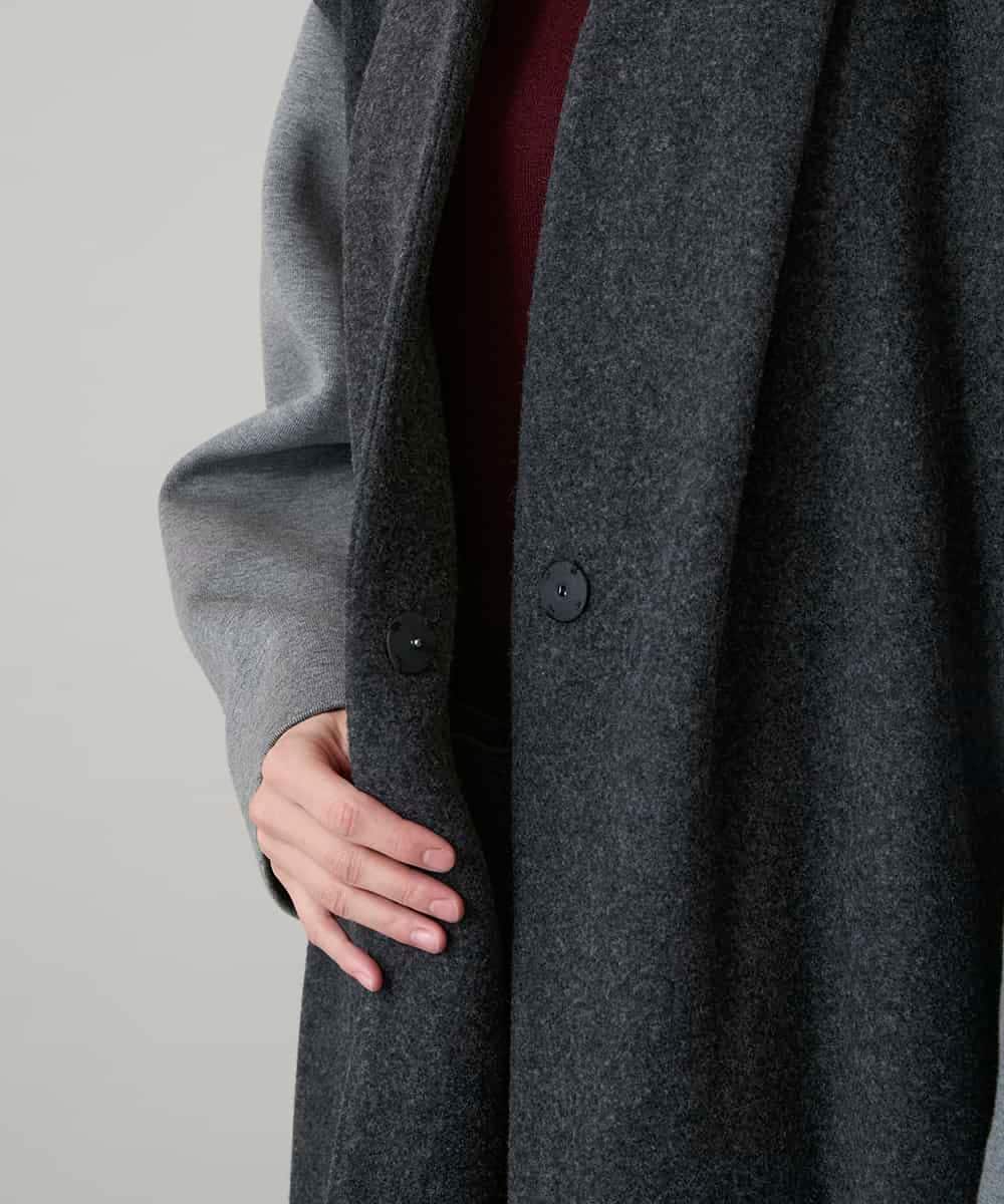 RHUVE12130 HIROKO KOSHINO(ヒロココシノ) ウールジョイントコクーンシルエットコート/日本製 ダークグレー