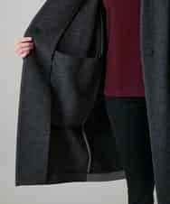 RHUVE12130 HIROKO KOSHINO(ヒロココシノ) ウールジョイントコクーンシルエットコート/日本製 ダークグレー