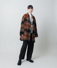 RHUVE13160 HIROKO KOSHINO(ヒロココシノ) シャギーチェックテーラードコート オレンジ