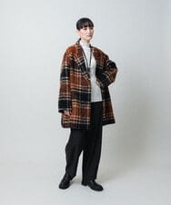 RHUVE13160 HIROKO KOSHINO(ヒロココシノ) シャギーチェックテーラードコート オレンジ