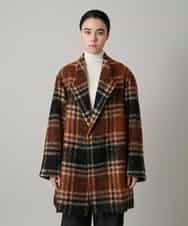 RHUVE13160 HIROKO KOSHINO(ヒロココシノ) シャギーチェックテーラードコート オレンジ