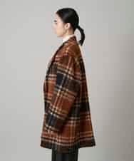 RHUVE13160 HIROKO KOSHINO(ヒロココシノ) シャギーチェックテーラードコート オレンジ