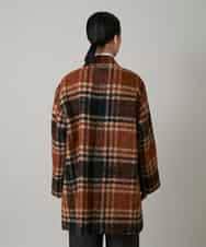 RHUVE13160 HIROKO KOSHINO(ヒロココシノ) シャギーチェックテーラードコート オレンジ