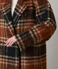 RHUVE13160 HIROKO KOSHINO(ヒロココシノ) シャギーチェックテーラードコート オレンジ