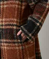 RHUVE13160 HIROKO KOSHINO(ヒロココシノ) シャギーチェックテーラードコート オレンジ