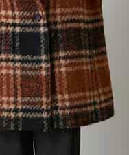 RHUVE13160 HIROKO KOSHINO(ヒロココシノ) シャギーチェックテーラードコート オレンジ