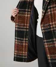 RHUVE13160 HIROKO KOSHINO(ヒロココシノ) シャギーチェックテーラードコート オレンジ