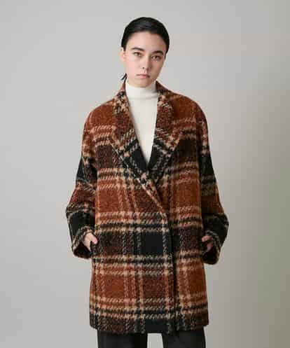 RHUVE13160 HIROKO KOSHINO シャギーチェックテーラードコート