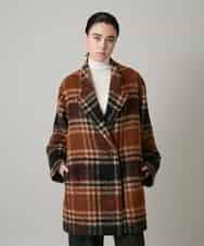 RHUVE13160 HIROKO KOSHINO(ヒロココシノ) シャギーチェックテーラードコート オレンジ