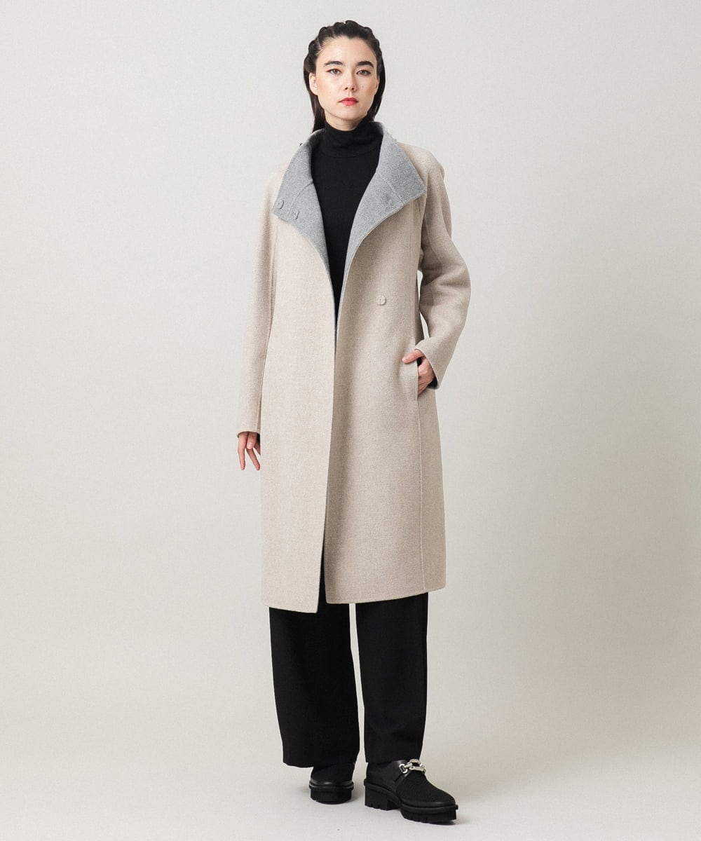 RHUVH01190 HIROKO KOSHINO 【先行予約】ウールカシミヤダブルフェイスロングコート