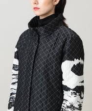 RHUVH09160 HIROKO KOSHINO(ヒロココシノ) 【先行予約】墨絵ジャカードキルティングコート/日本製 ブラック