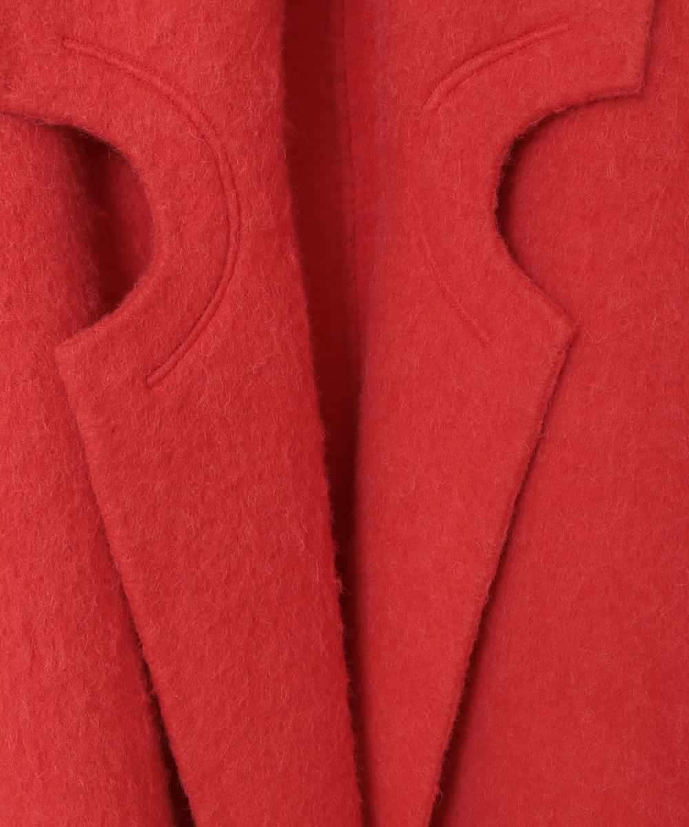 RHUVX27120 HIROKO KOSHINO(ヒロココシノ) 変形衿ウールチェスターコート レッド