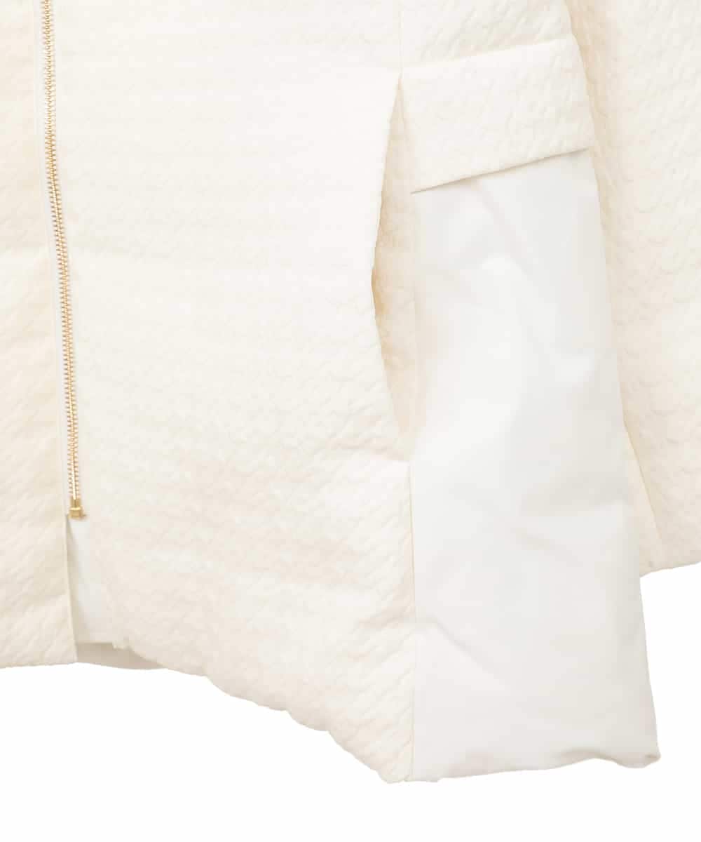 RHUWD30120 HIROKO KOSHINO(ヒロココシノ) 千鳥柄ジャガードダウンジャケット ホワイト