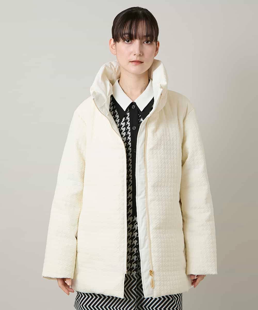 RHUWD30120 HIROKO KOSHINO 千鳥柄ジャカードダウンジャケット